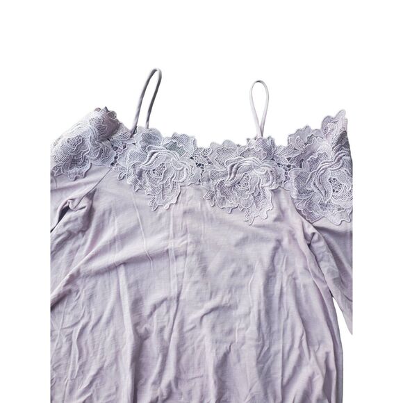 Meadow Rue Top Womens Small Light Purple Cold Shoulder Knit Floral Half Sleeve - Picture 2 of 4